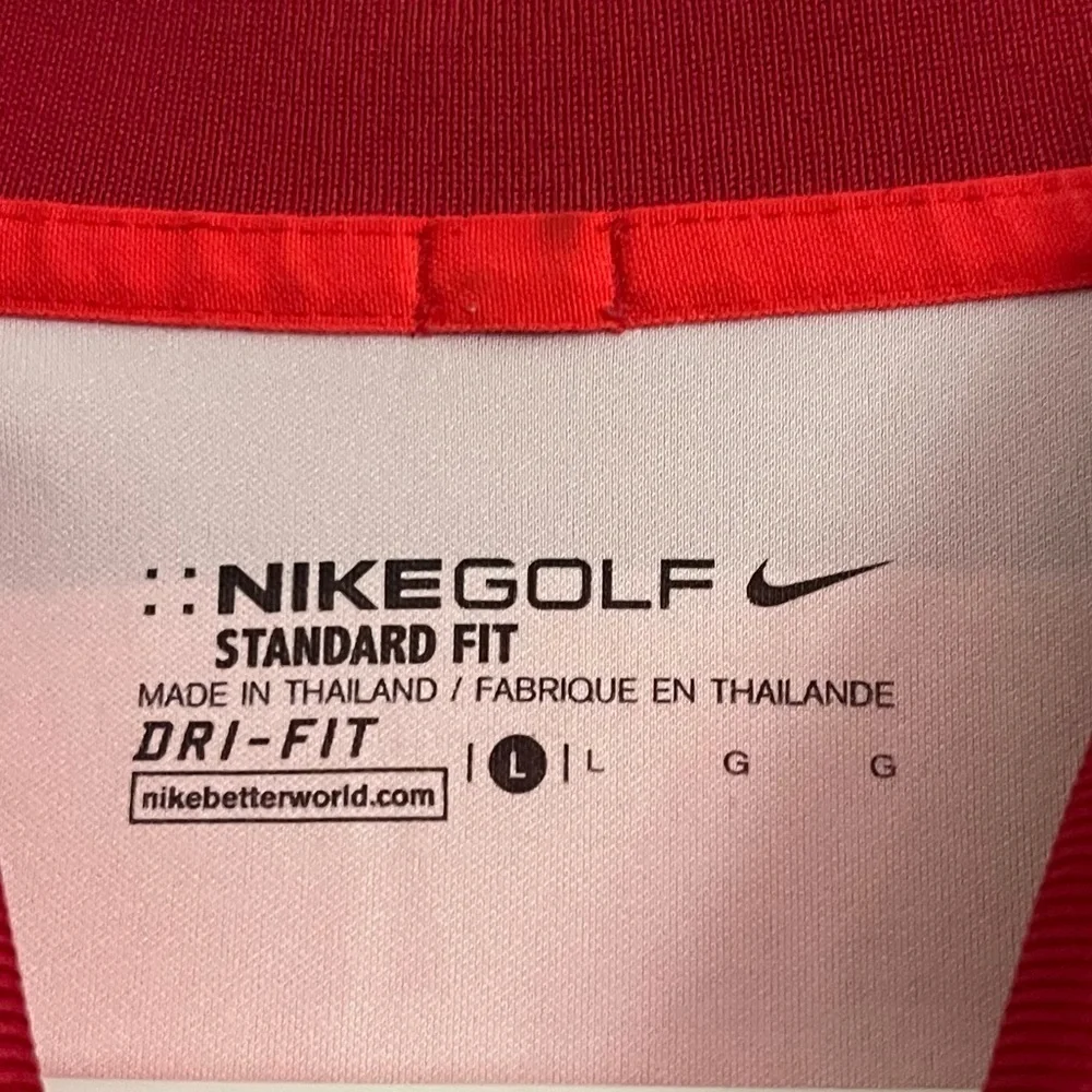 Nike • Red and Faded Red Striped Mens Polo Golf Shirt